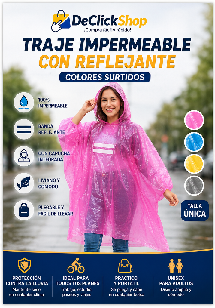 Traje Impermeable con Reflectante – Protección Liviana para Lluvia