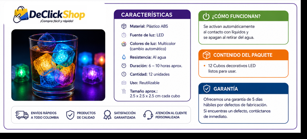 Cubos Luminosos Decorativos para Fiestas – Set x12