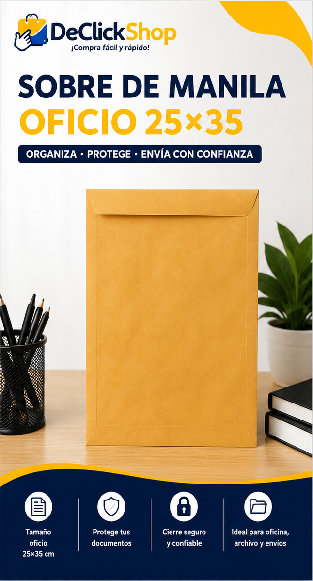 Sobre de Manila Tamaño Oficio 25 × 35 cm – Protección y Organización de Documentos