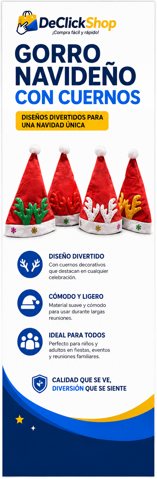 Gorro Navideño con Astas de Reno