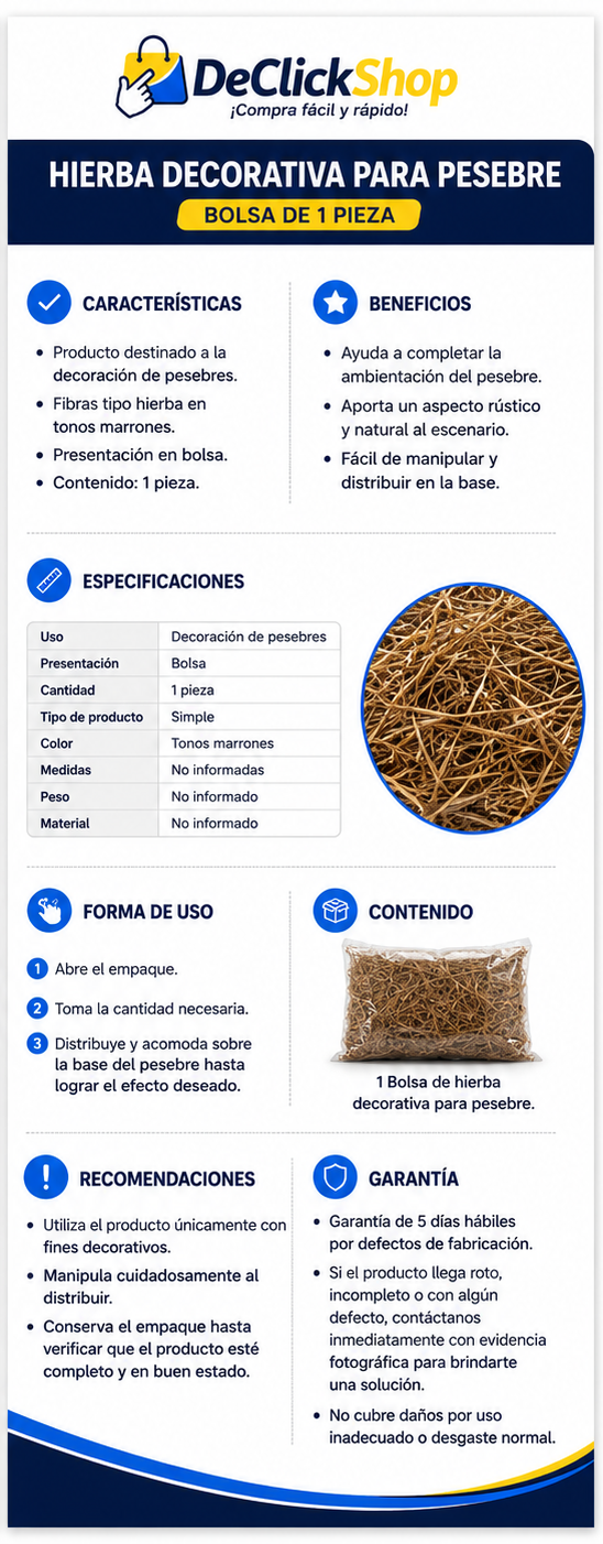 Hierba Decorativa para Pesebre – Bolsa de 1 Pieza