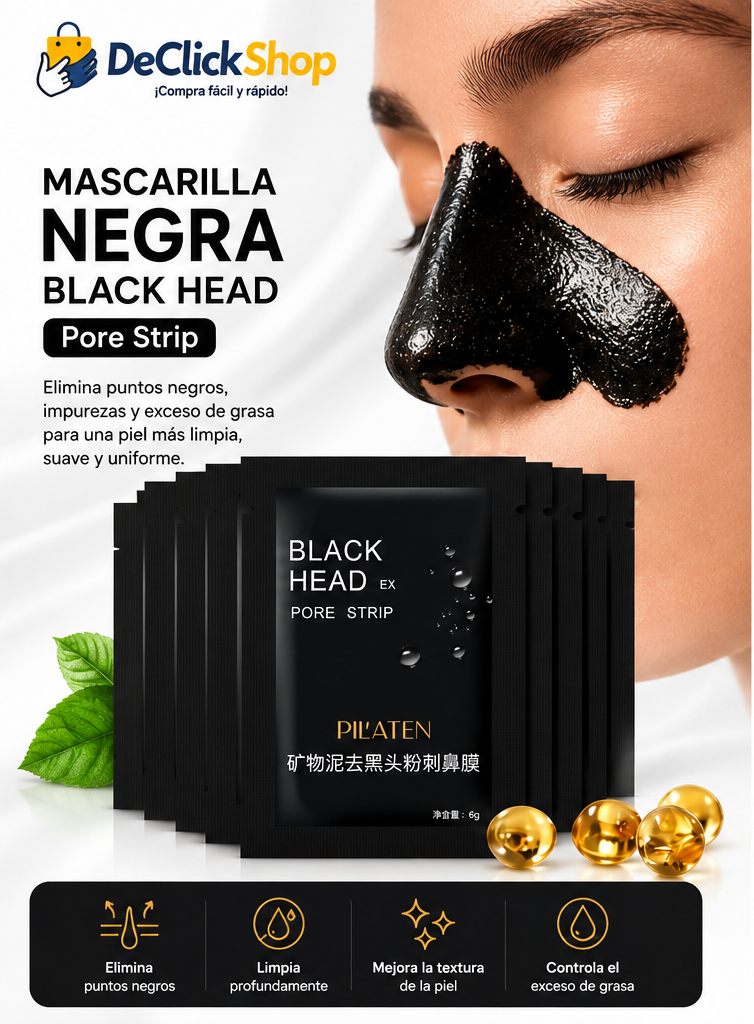 Mascarilla Negra Removedora de Puntos Negros PILATEN – Limpieza Profunda para Nariz