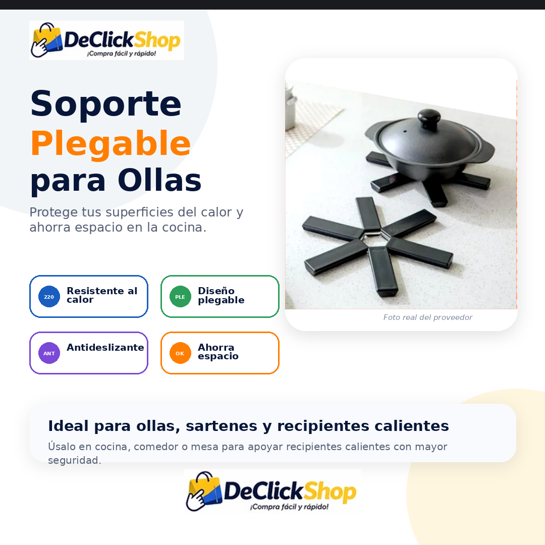 Soporte Plegable para Ollas y Recipientes Calientes – Protector de Mesa Antideslizan