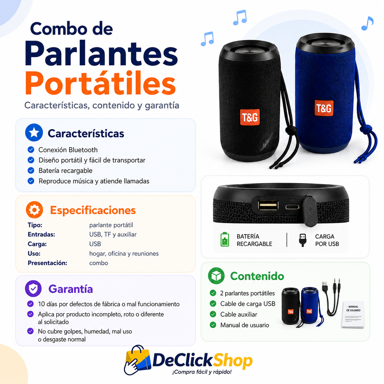 Combo de Parlante Portátil para Música y Entretenimiento