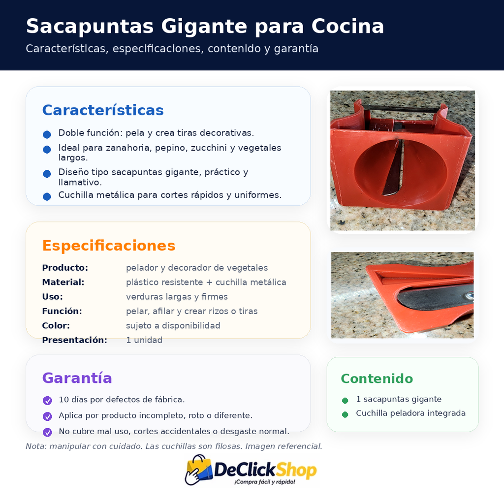 Sacapuntas Gigante para Cocina – Pelador y Decorador de Vegetales