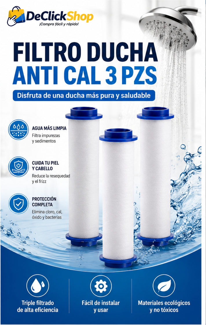 Pack x3 Filtros Antical de Repuesto para Ducha – Ayuda a Retener Sedimentos e Impurezas