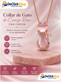 Collar de Gato en Cuarzo Rosa con Circón Brillante – Dije Elegante y Tierno