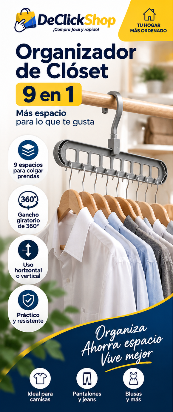 Organizador de Clóset 9 en 1 con Gancho Giratorio