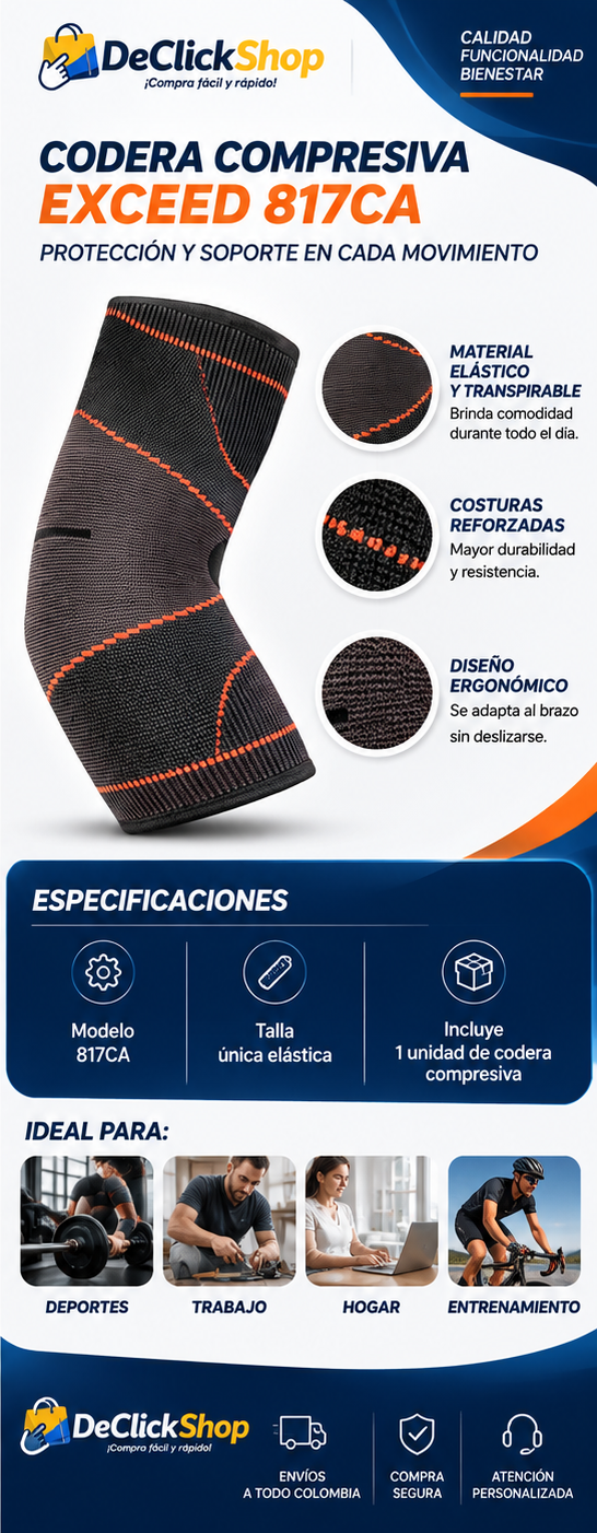 Codera Compresiva Deportiva EXCEED 817CA para Soporte de Codo