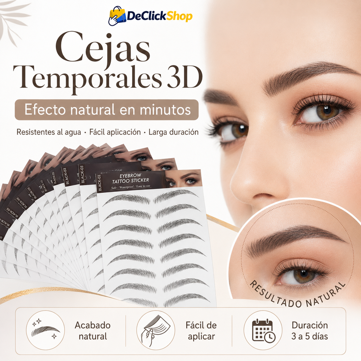 Cejas Temporales 3D de Transferencia al Agua – Efecto Natural
