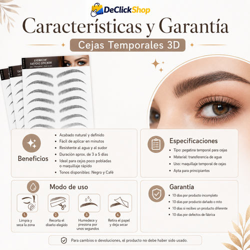 Cejas Temporales 3D de Transferencia al Agua – Efecto Natural