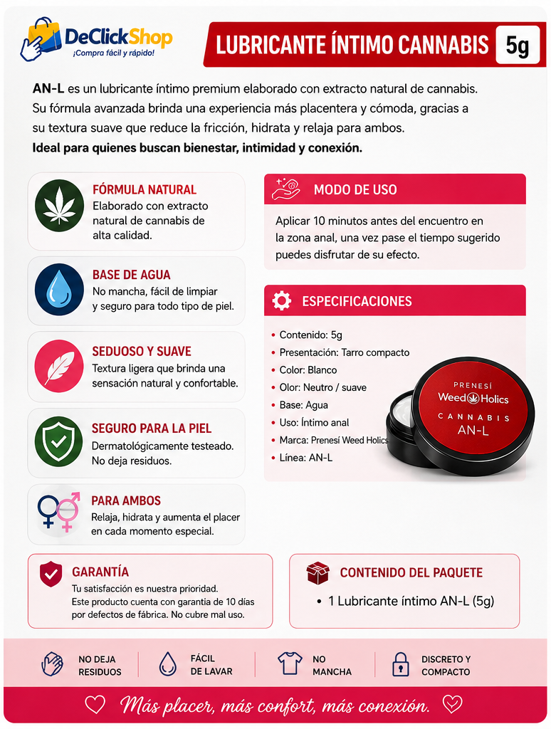 Lubricante Íntimo AN-L con Extracto de Cannabis – 5 g