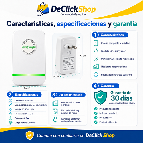 Ahorrador de Energía Eléctrico para Hogar y Oficina