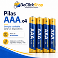 Pack de 4 Pilas AAA – Energía Práctica para Controles, Juguetes y Más