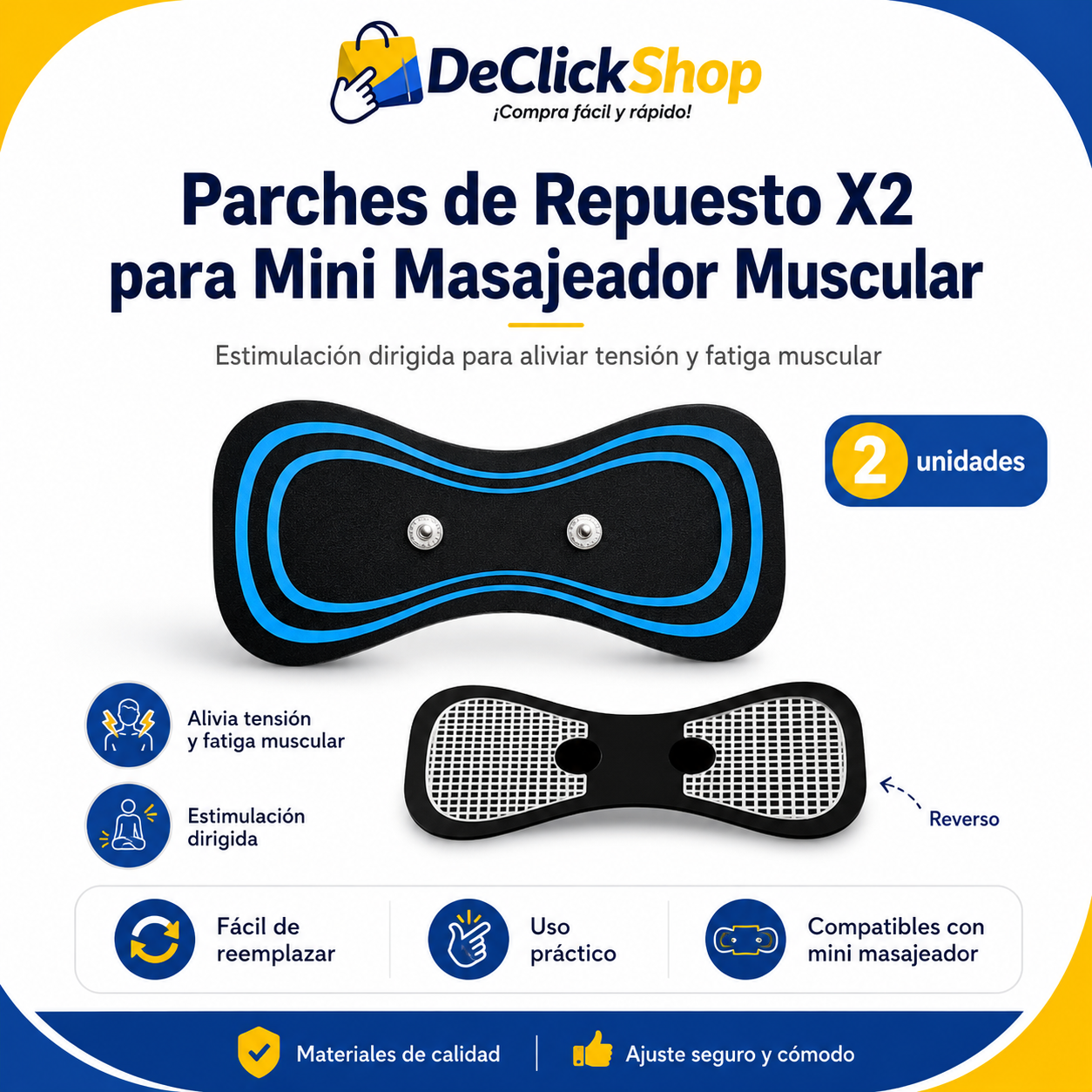 Kit x2 Parches de Repuesto para Mini Masajeador Muscular