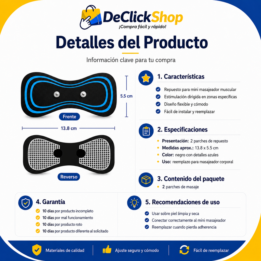 Kit x2 Parches de Repuesto para Mini Masajeador Muscular
