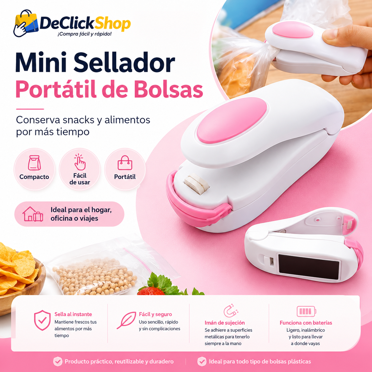 Mini Sellador Térmico Portátil para Bolsas – Conserva tus Alimentos