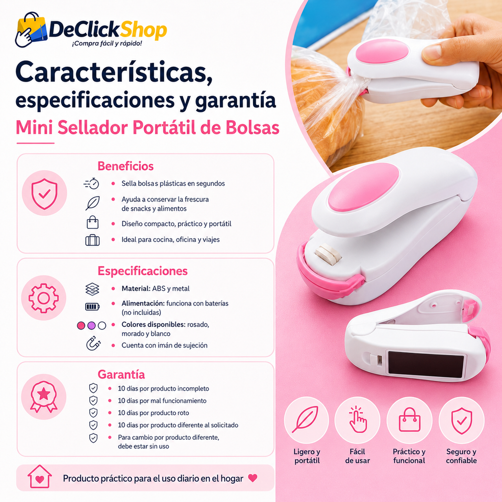 Mini Sellador Térmico Portátil para Bolsas – Conserva tus Alimentos