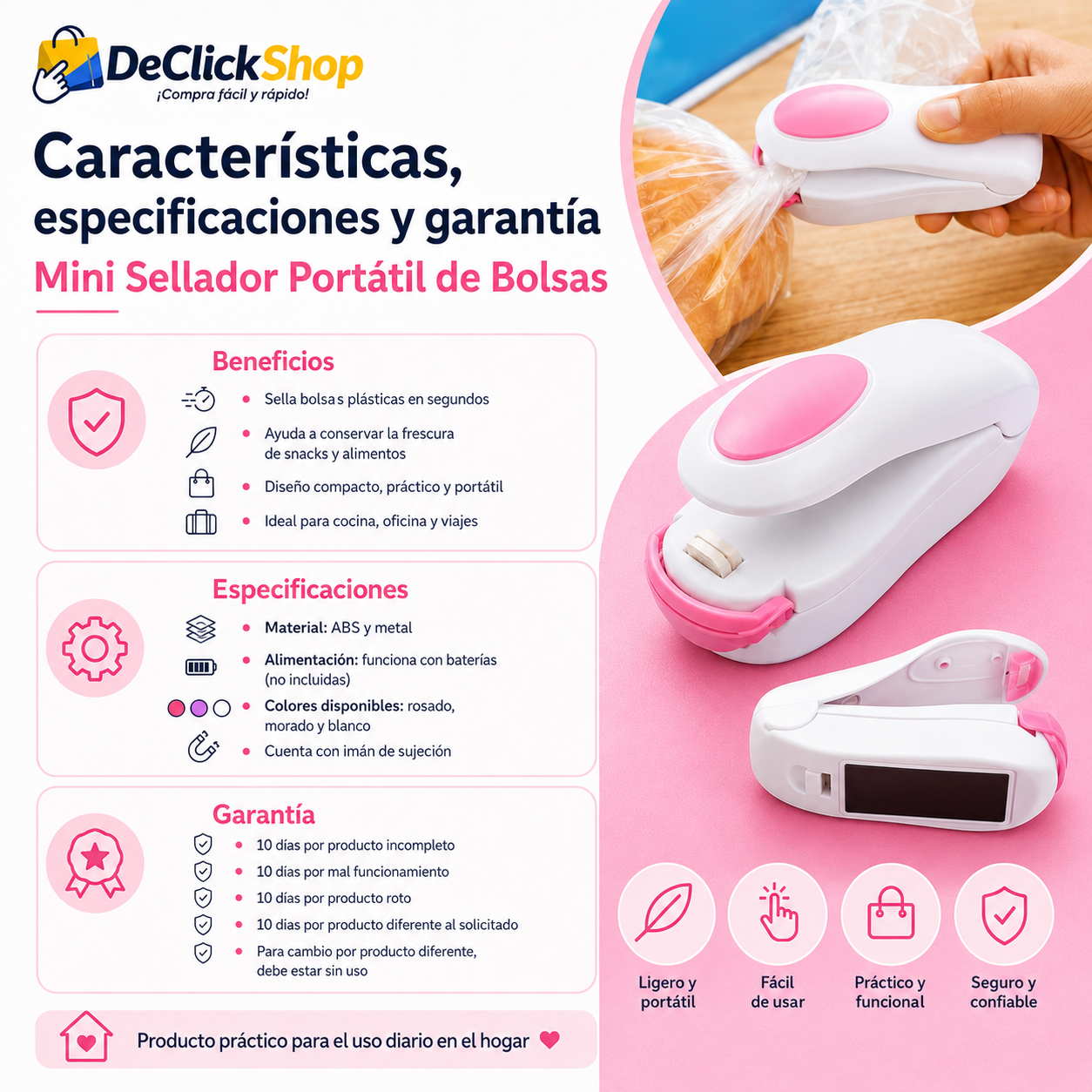 Mini Sellador Térmico Portátil para Bolsas – Conserva tus Alimentos