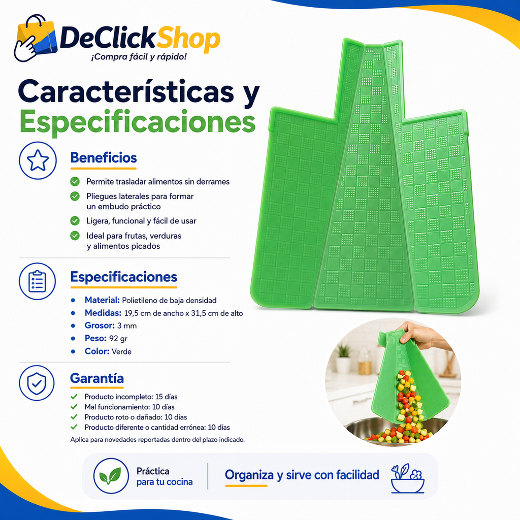 Tabla de Picar Plegable 3 en 1 con Embudo Vertedor