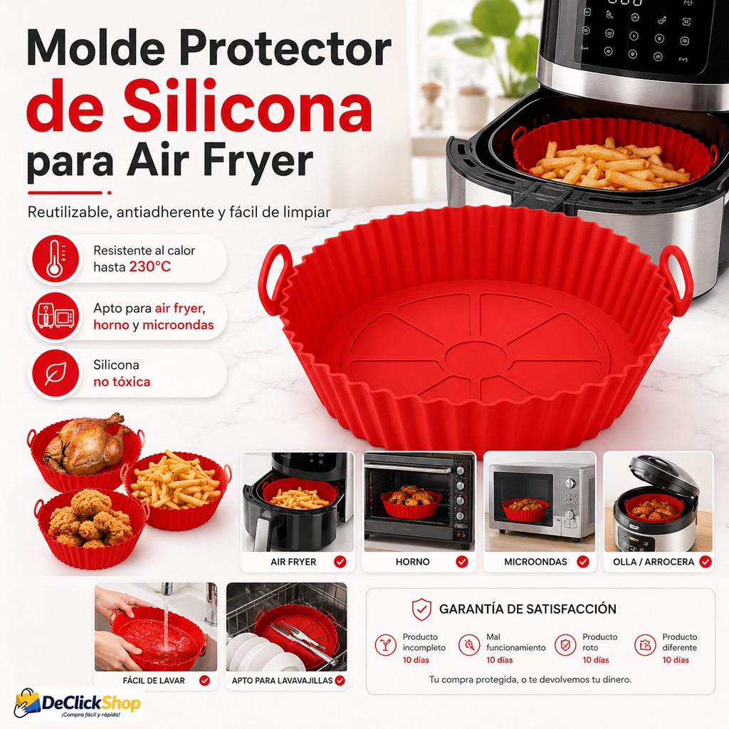 Molde Protector de Silicona para Air Fryer – Reutilizable, Antiadherente y Fácil de Limpiar