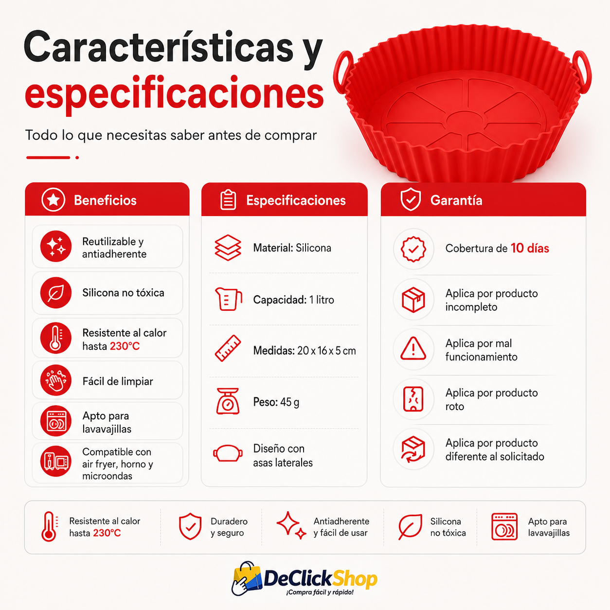 Molde Protector de Silicona para Air Fryer – Reutilizable, Antiadherente y Fácil de Limpiar