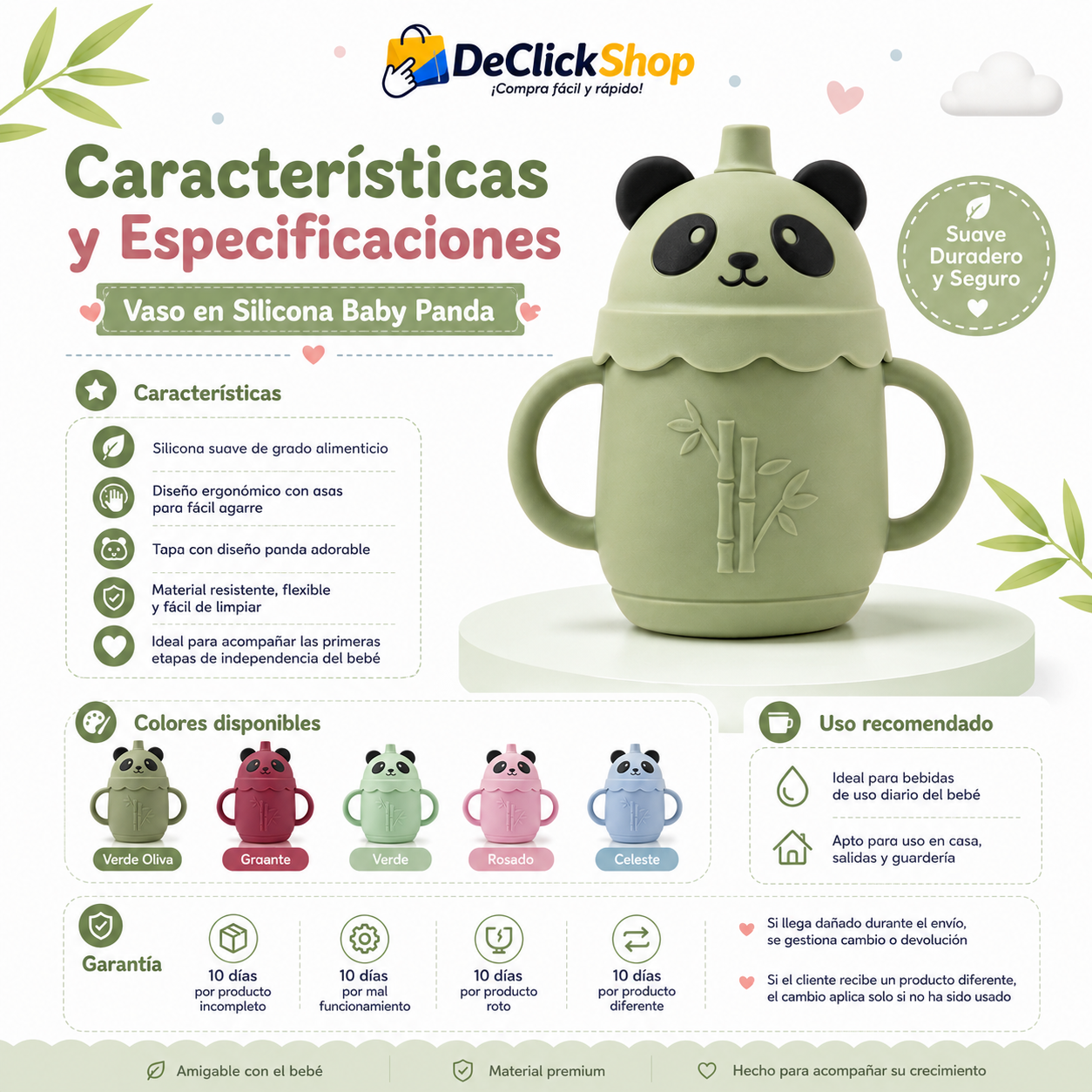 Vaso en Silicona Baby Panda para Bebé
