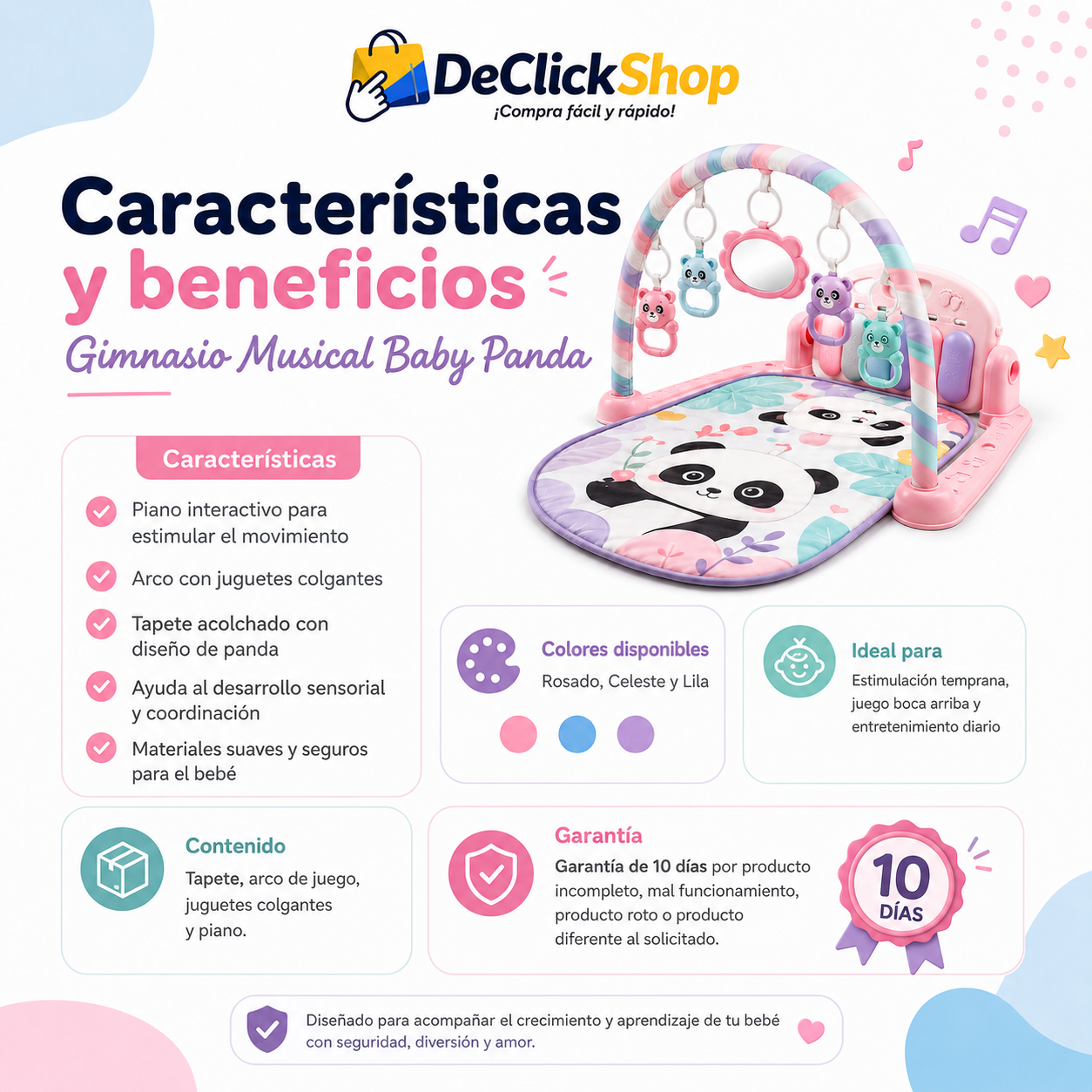 Gimnasio Musical Baby Panda con Piano Interactivo para Bebé