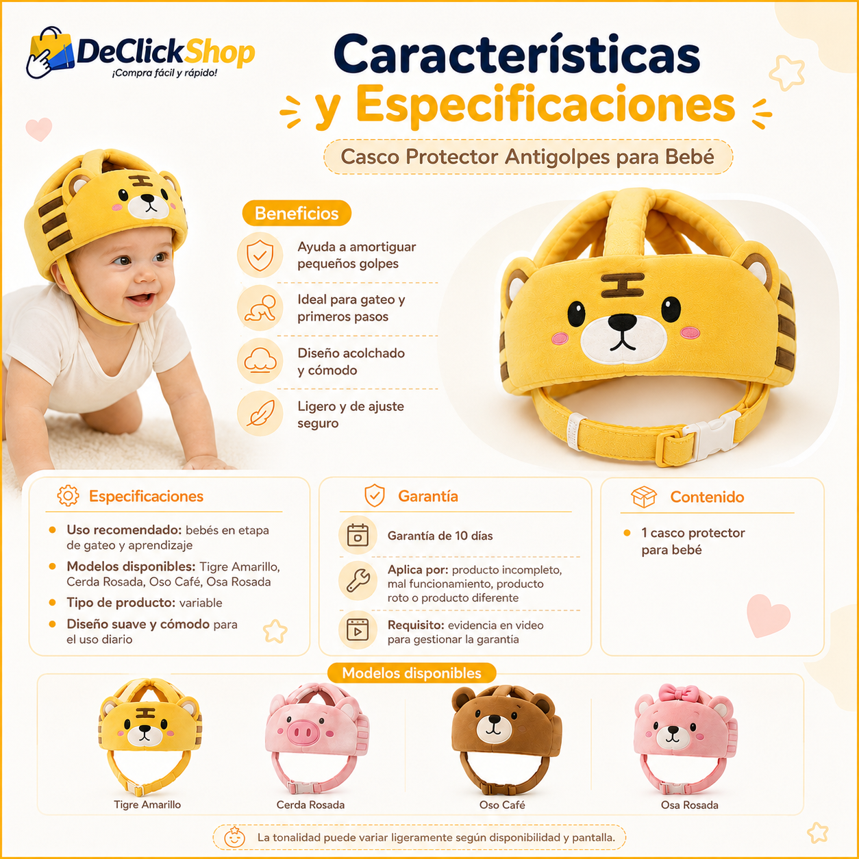 Casco Protector Antigolpes para Bebé | Ideal para Gateo y Primeros Pasos