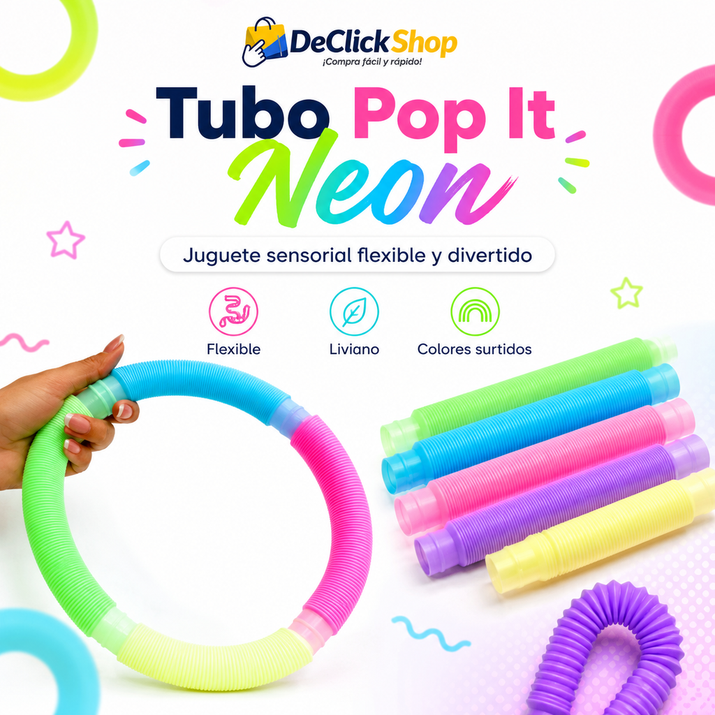 Tubo Pop It Neon Flexible – Juguete Sensorial Antiestrés