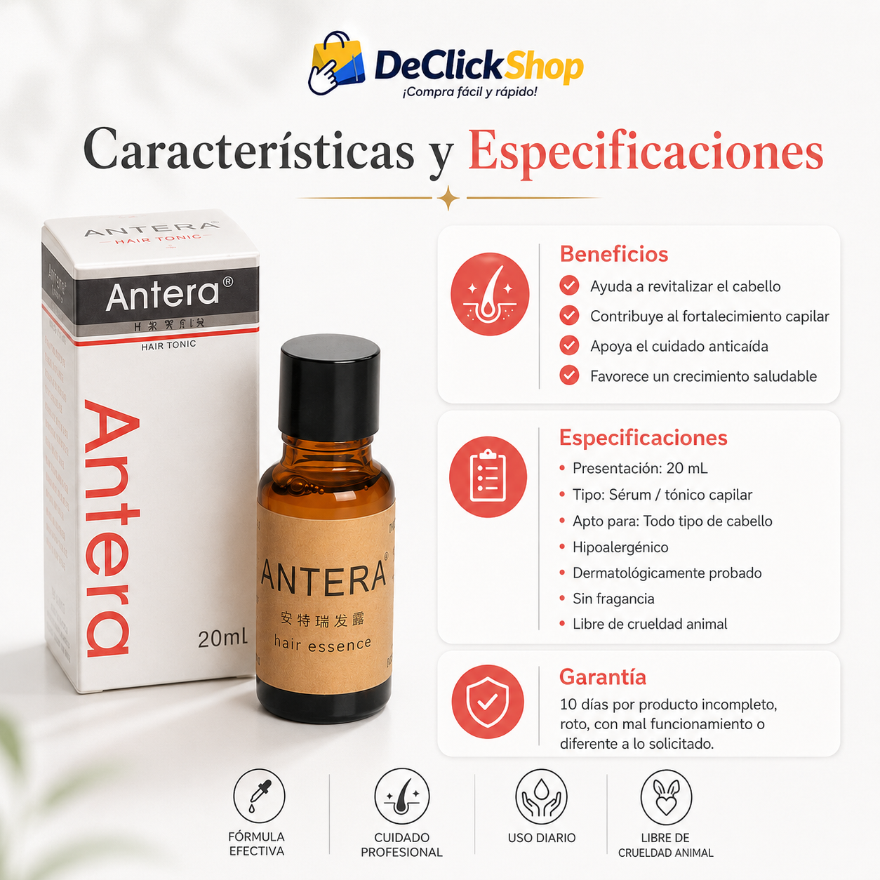 Tónico Capilar Antera Crecer 20 mL – Fortalecimiento y Cuidado Anticaída