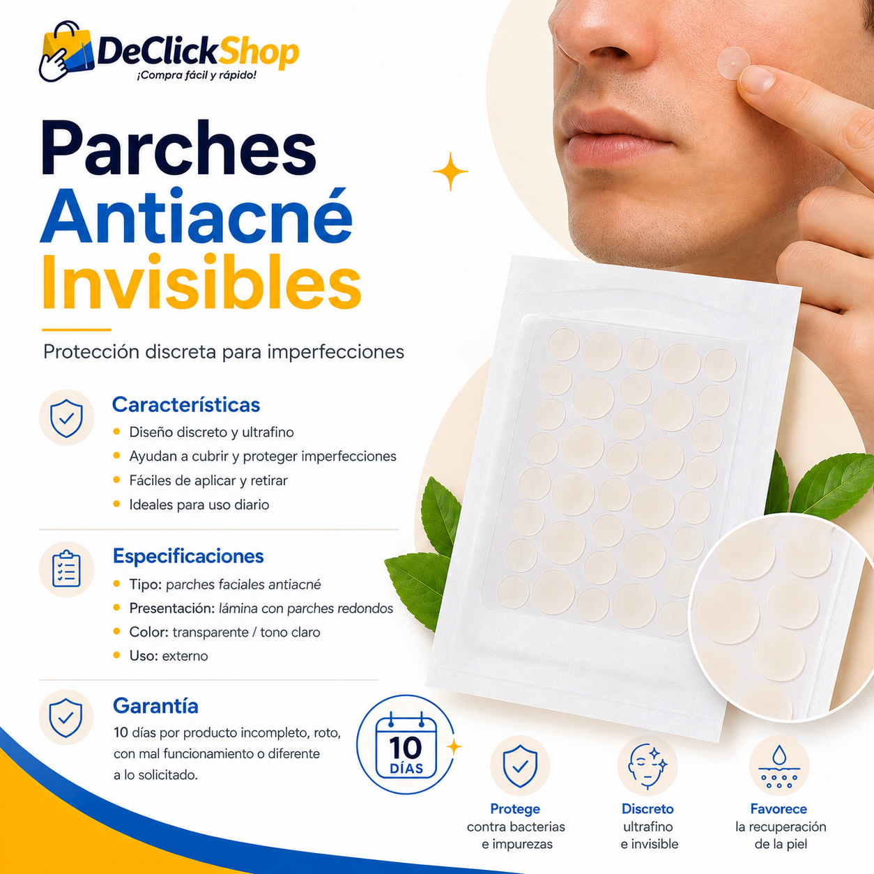 Parches Faciales Antiacné Invisibles – Protección Discreta para Imperfecciones