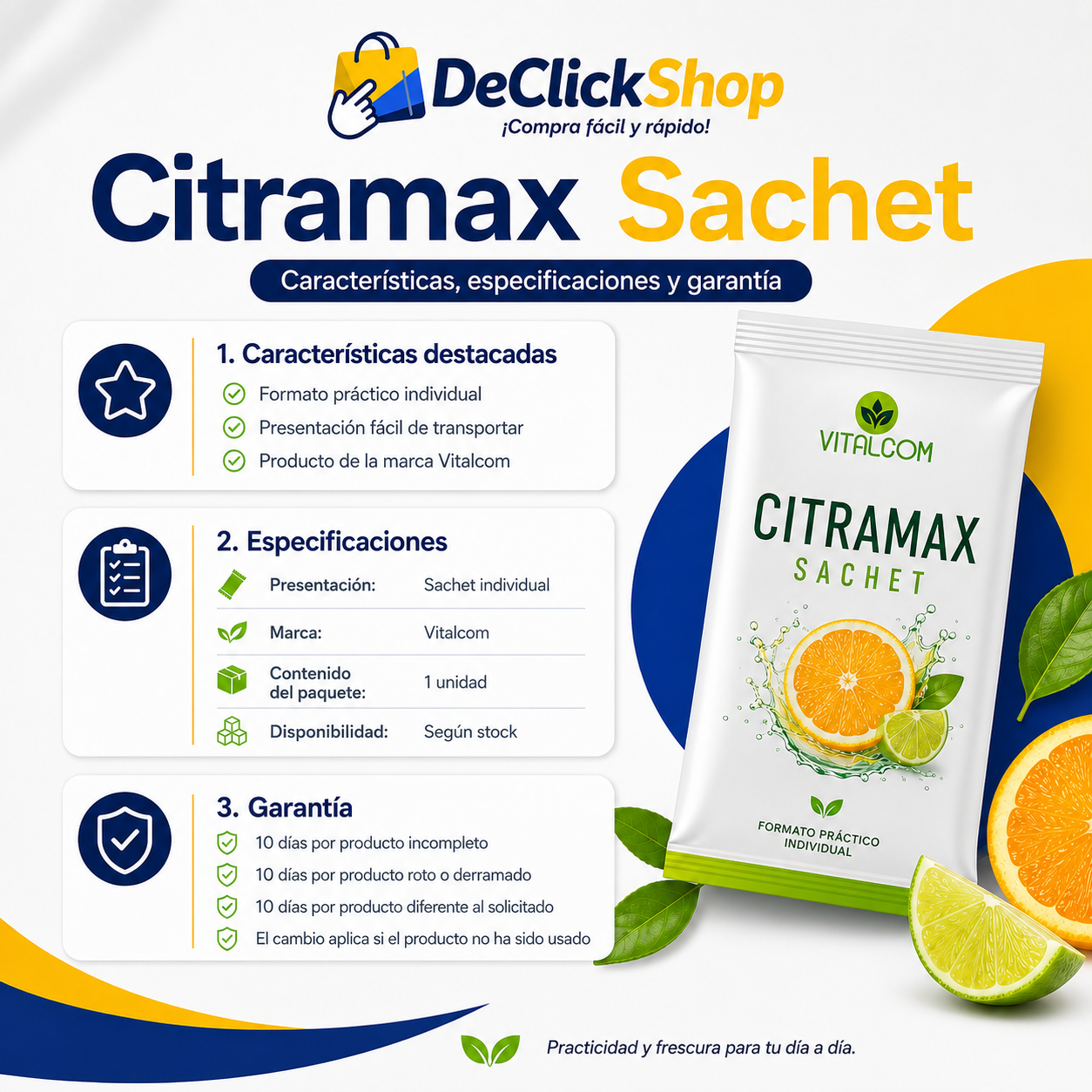 Citramax Sachet Vitalcom – Presentación Individual Práctica