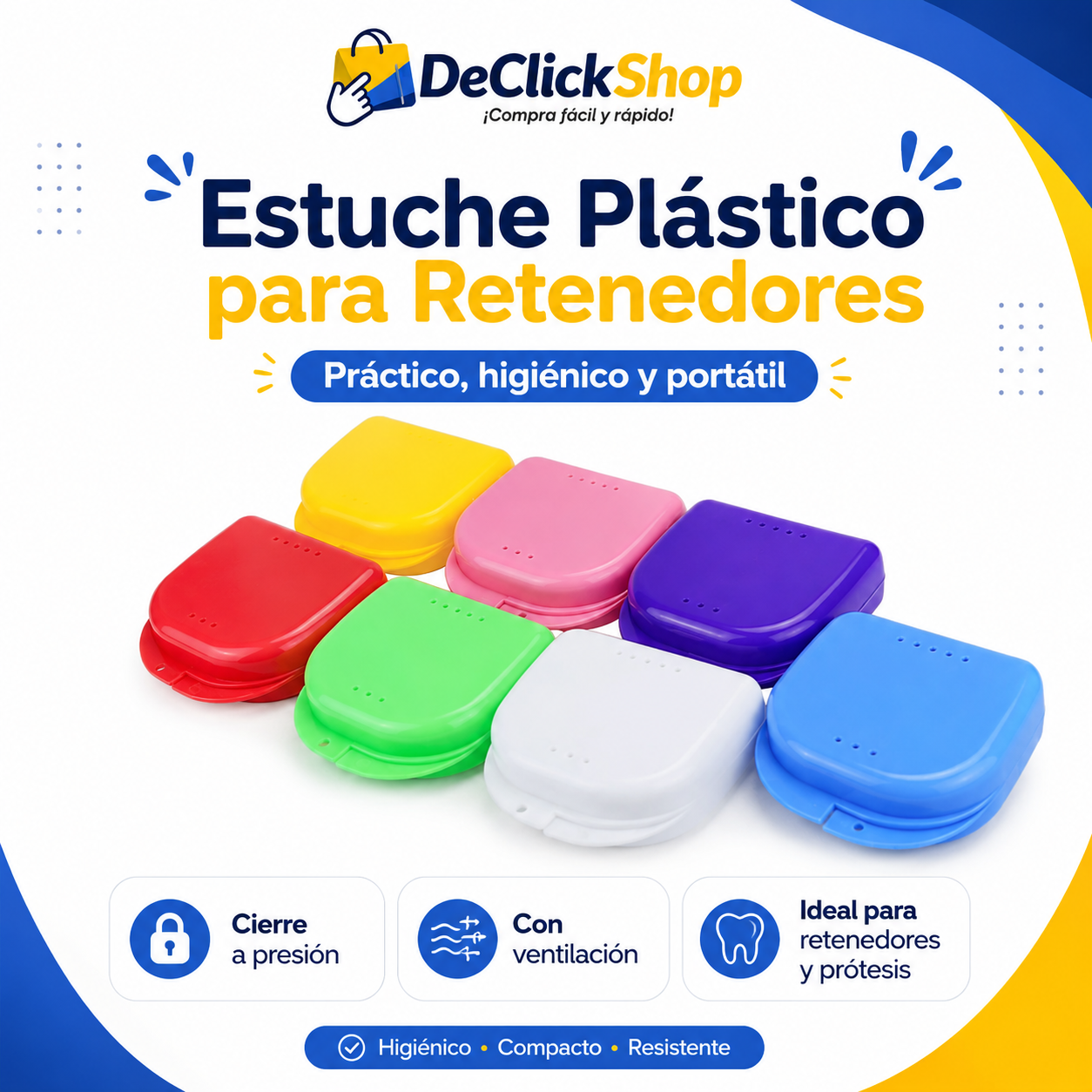 Estuche Plástico Portátil para Retenedores, Férulas y Prótesis Dentales