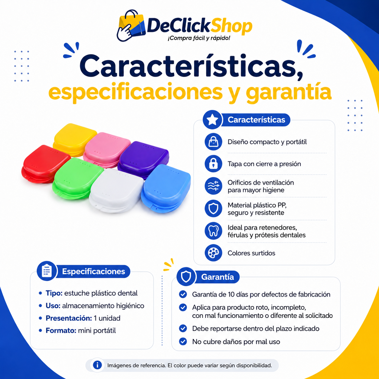 Estuche Plástico Portátil para Retenedores, Férulas y Prótesis Dentales