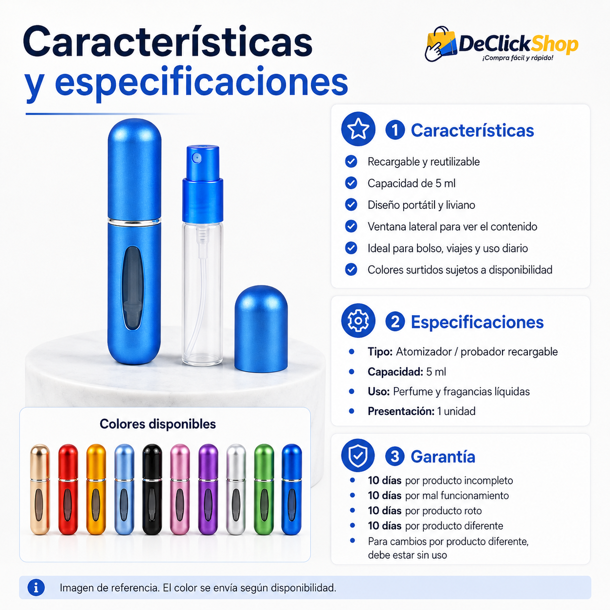 Probador Atomizador Recargable para Perfume 5ml – Portátil y Reutilizable