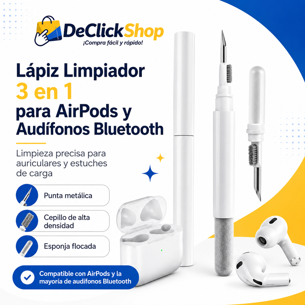 Lápiz Limpiador 3 en 1 para AirPods y Audífonos Bluetooth