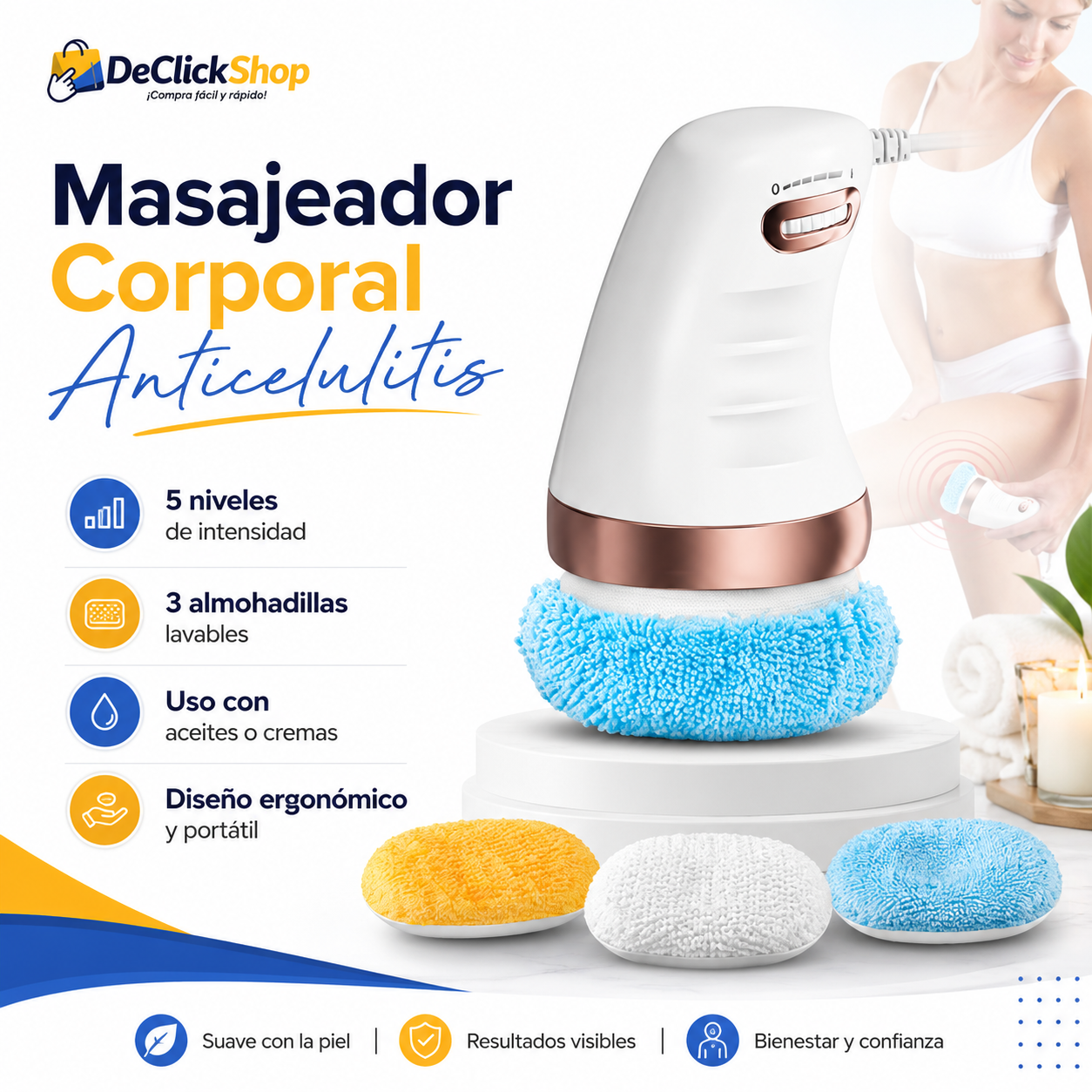 Masajeador Corporal Eléctrico Anticelulitis con 5 Niveles de Intensidad