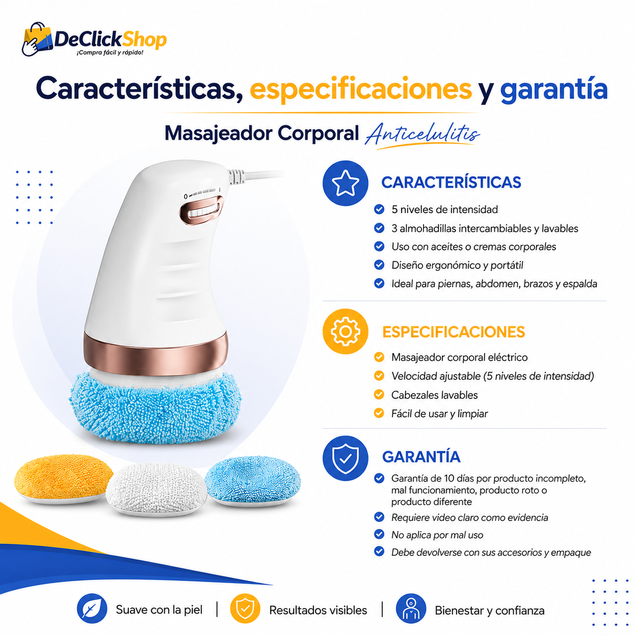 Masajeador Corporal Eléctrico Anticelulitis con 5 Niveles de Intensidad