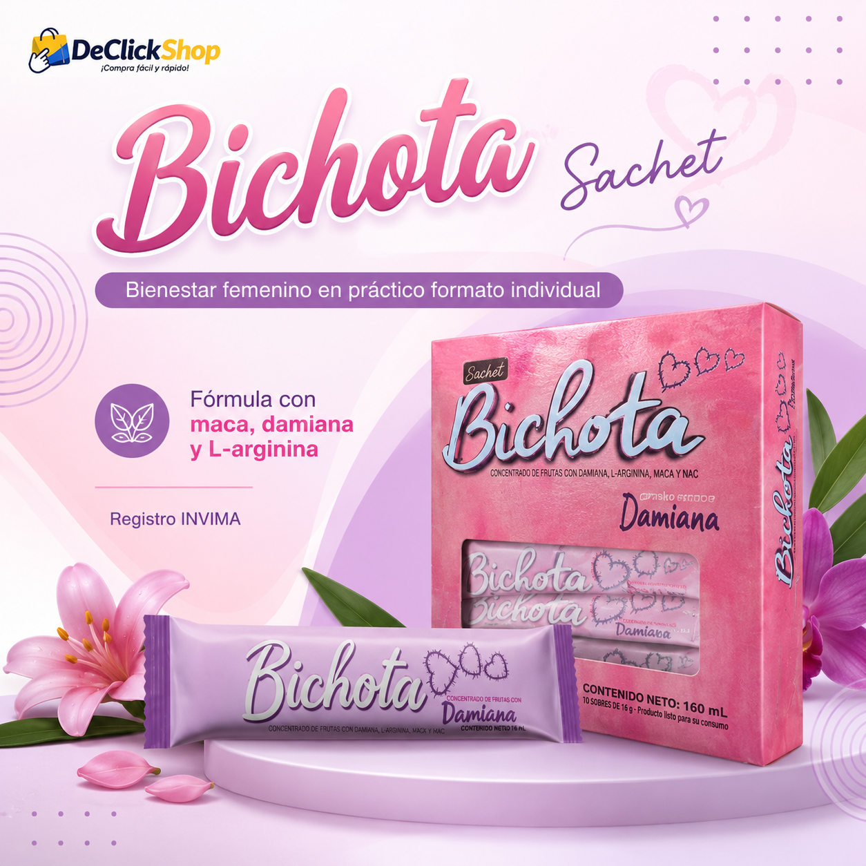 Bichota Sachet de Bienestar Femenino con Maca, Damiana y L-Arginina – 16 ml