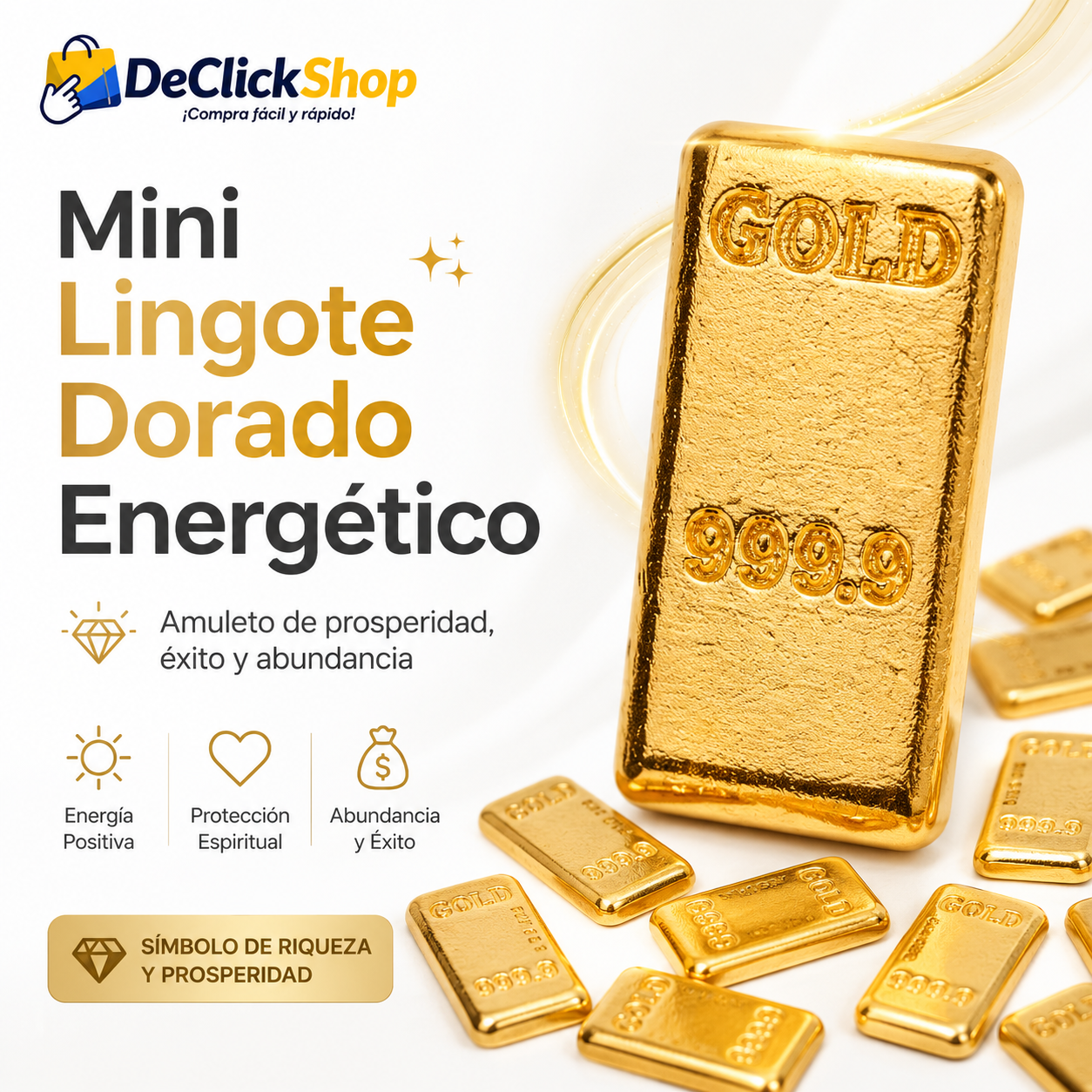 Mini Lingote Dorado de la Prosperidad – Amuleto Energético de Abundancia y Éxito