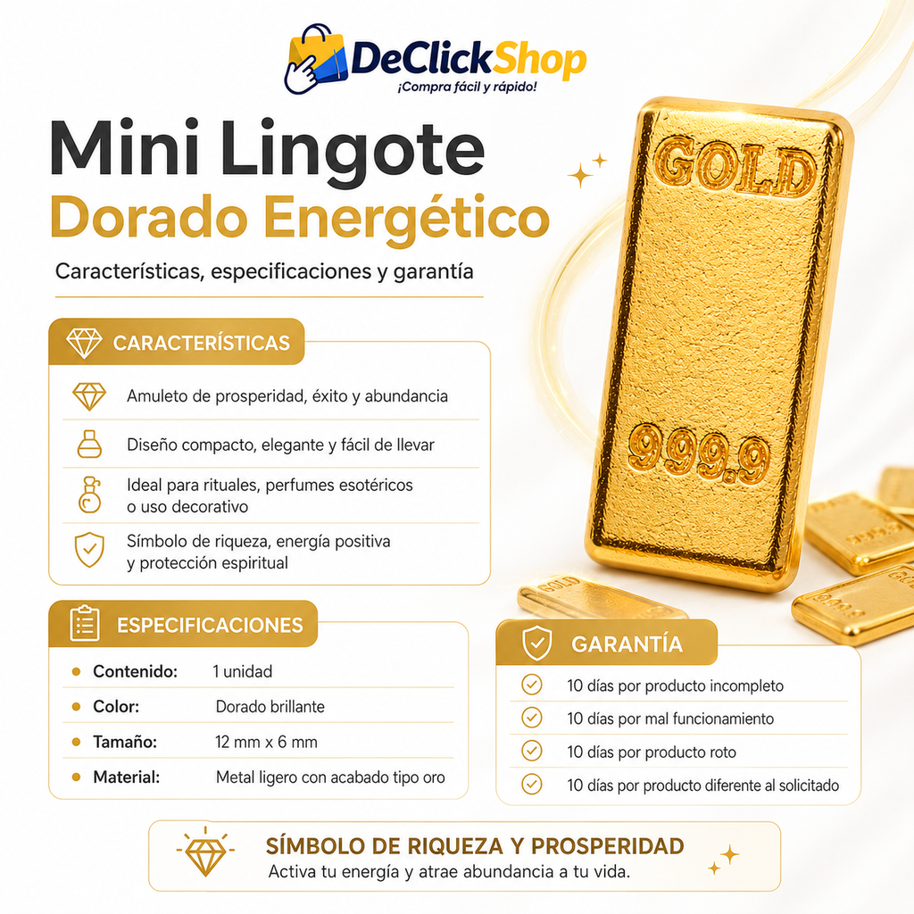 Mini Lingote Dorado de la Prosperidad – Amuleto Energético de Abundancia y Éxito