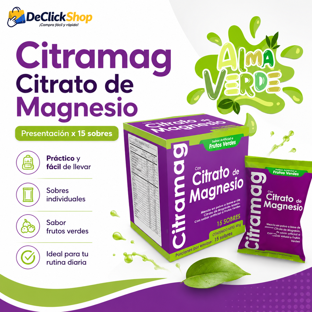 Citramag Citrato de Magnesio en Sobres – Sabor Frutos Verdes x 15