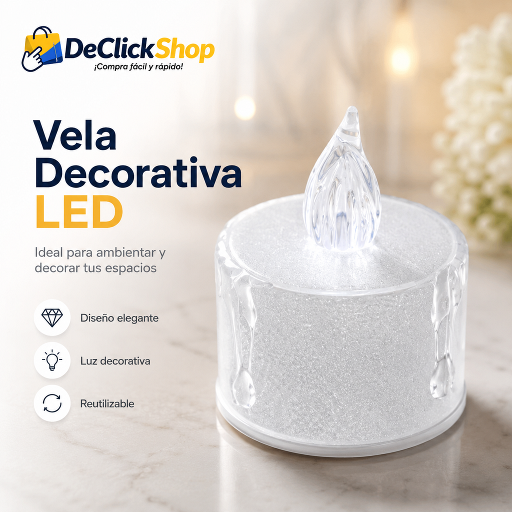 Vela Decorativa LED Efecto Escarchado – Luz Ambiental Sin Llama