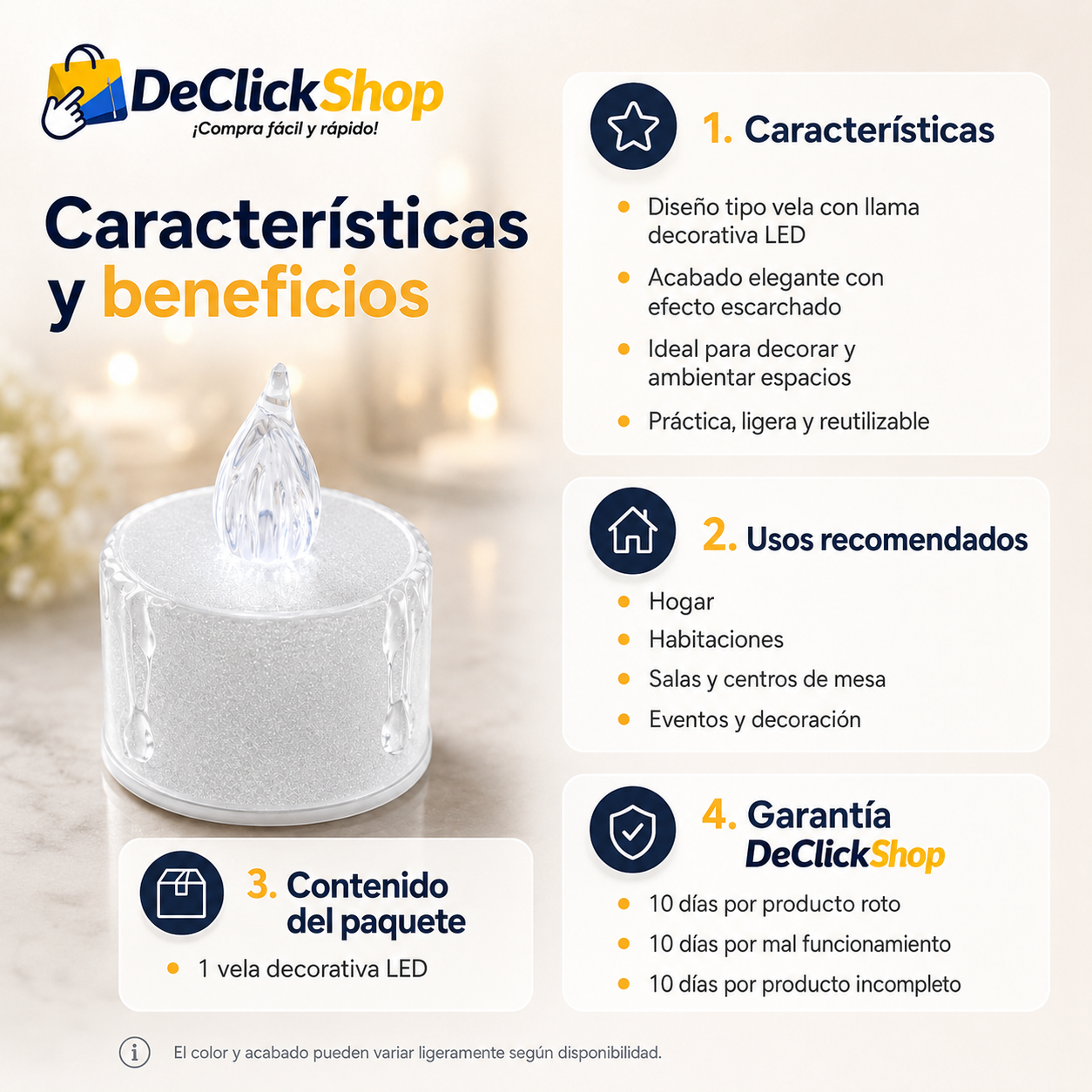 Vela Decorativa LED Efecto Escarchado – Luz Ambiental Sin Llama