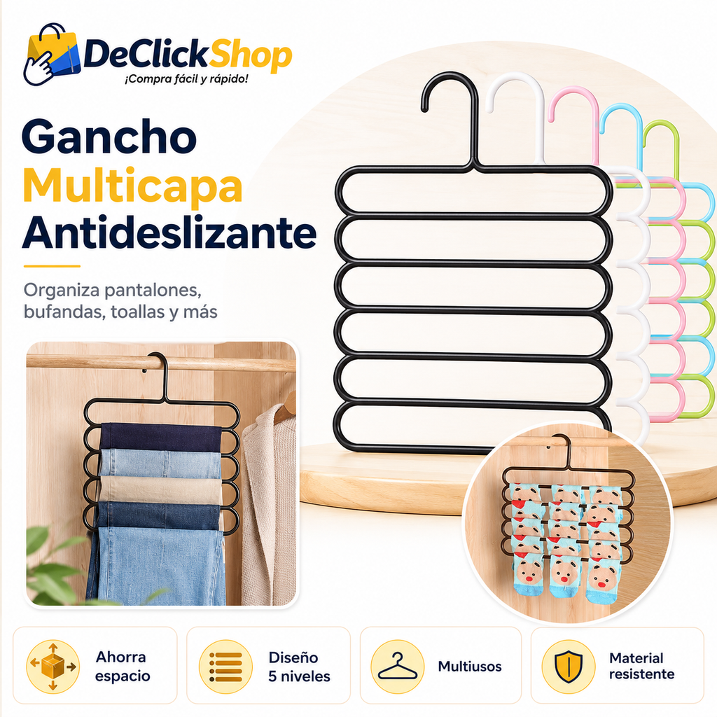 Gancho Multicapa Antideslizante de 5 Niveles para Ropa