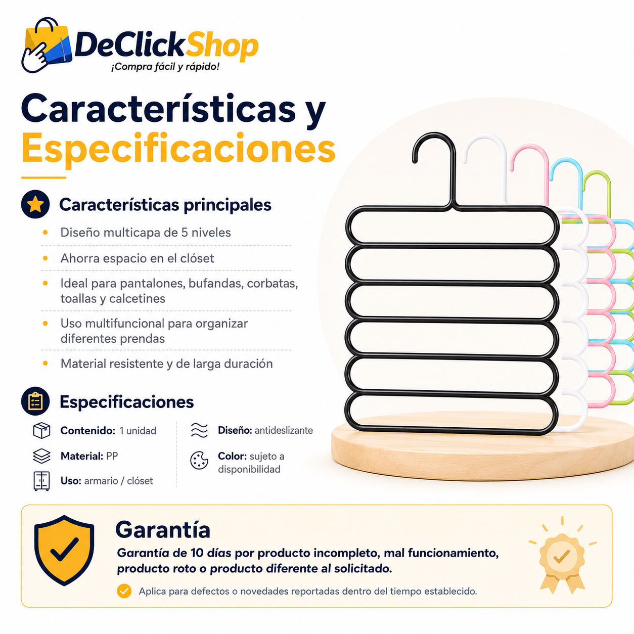 Gancho Multicapa Antideslizante de 5 Niveles para Ropa