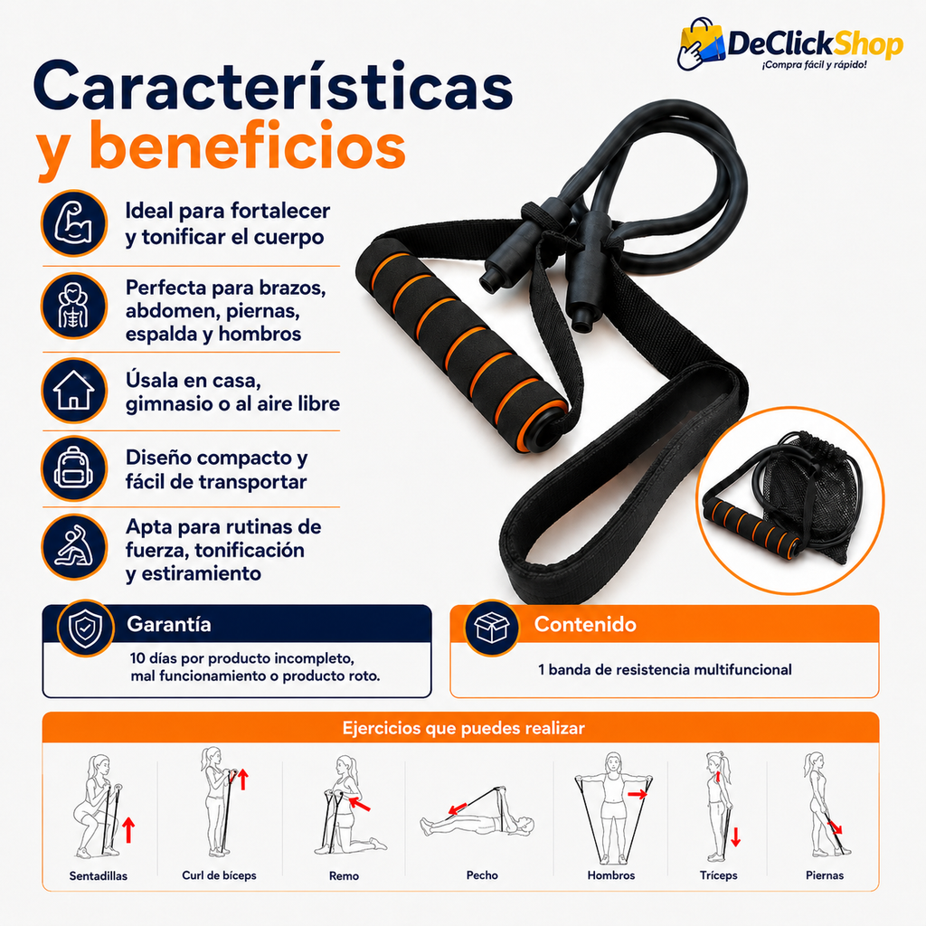 Banda de Resistencia Multifuncional para Entrenamiento en Casa