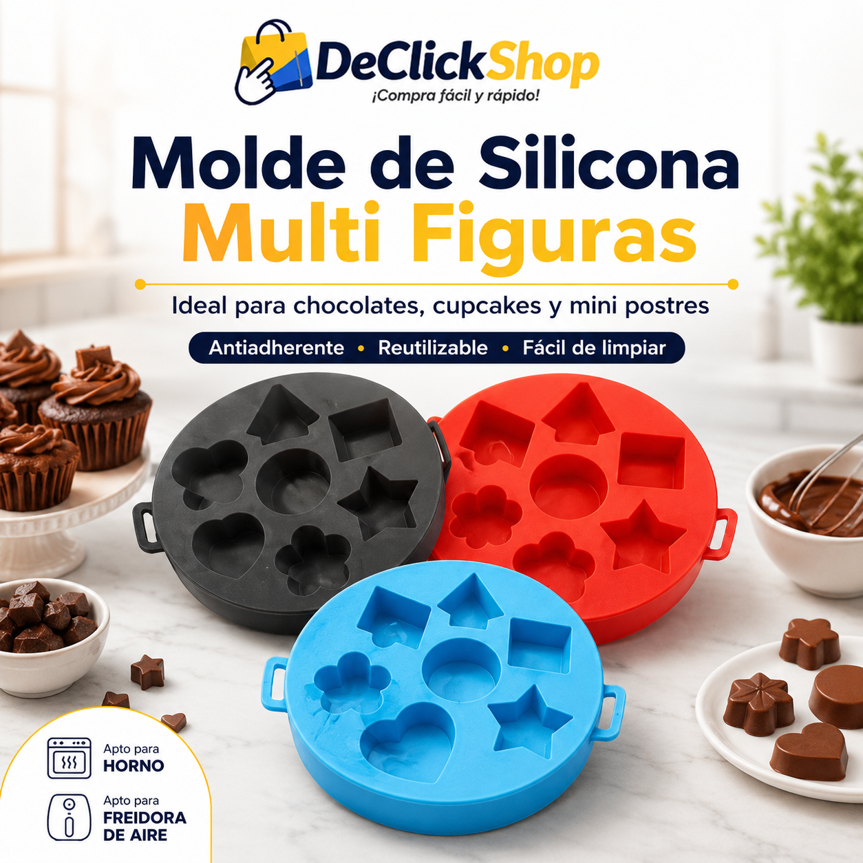 Molde de Silicona Multi Figuras para Chocolates y Mini Postres