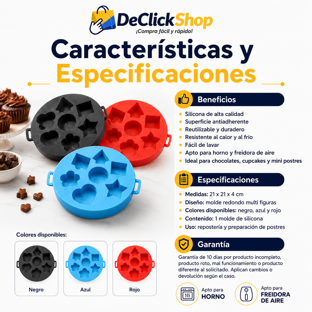 Molde de Silicona Multi Figuras para Chocolates y Mini Postres